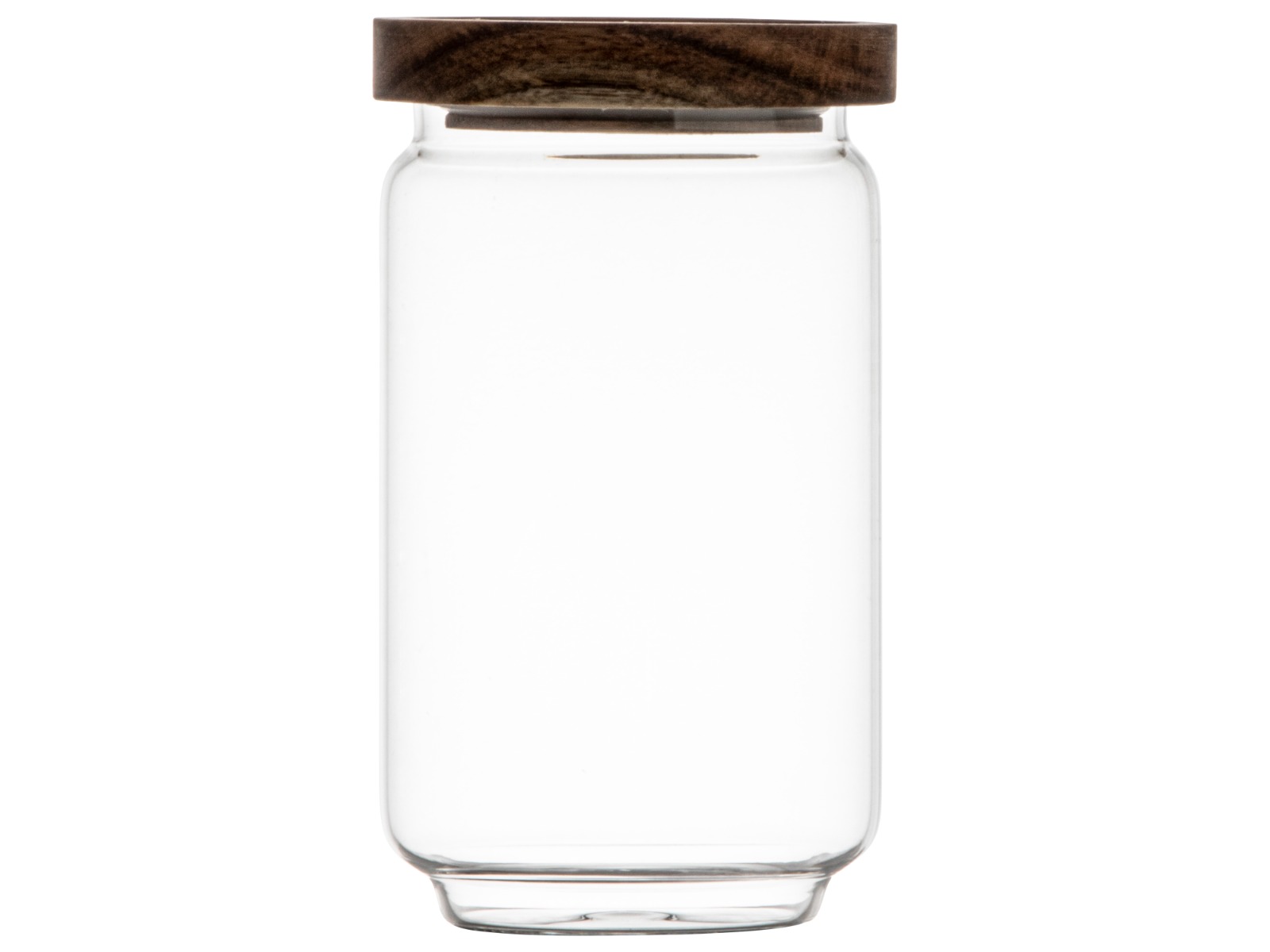 Voorraadpot glas/acacia ø9x16cm