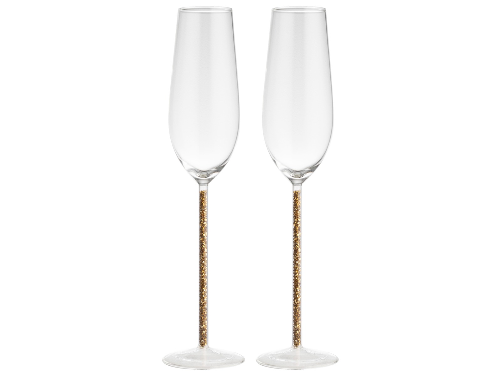 Champagne glas glitter goud - set 2 stuks	
