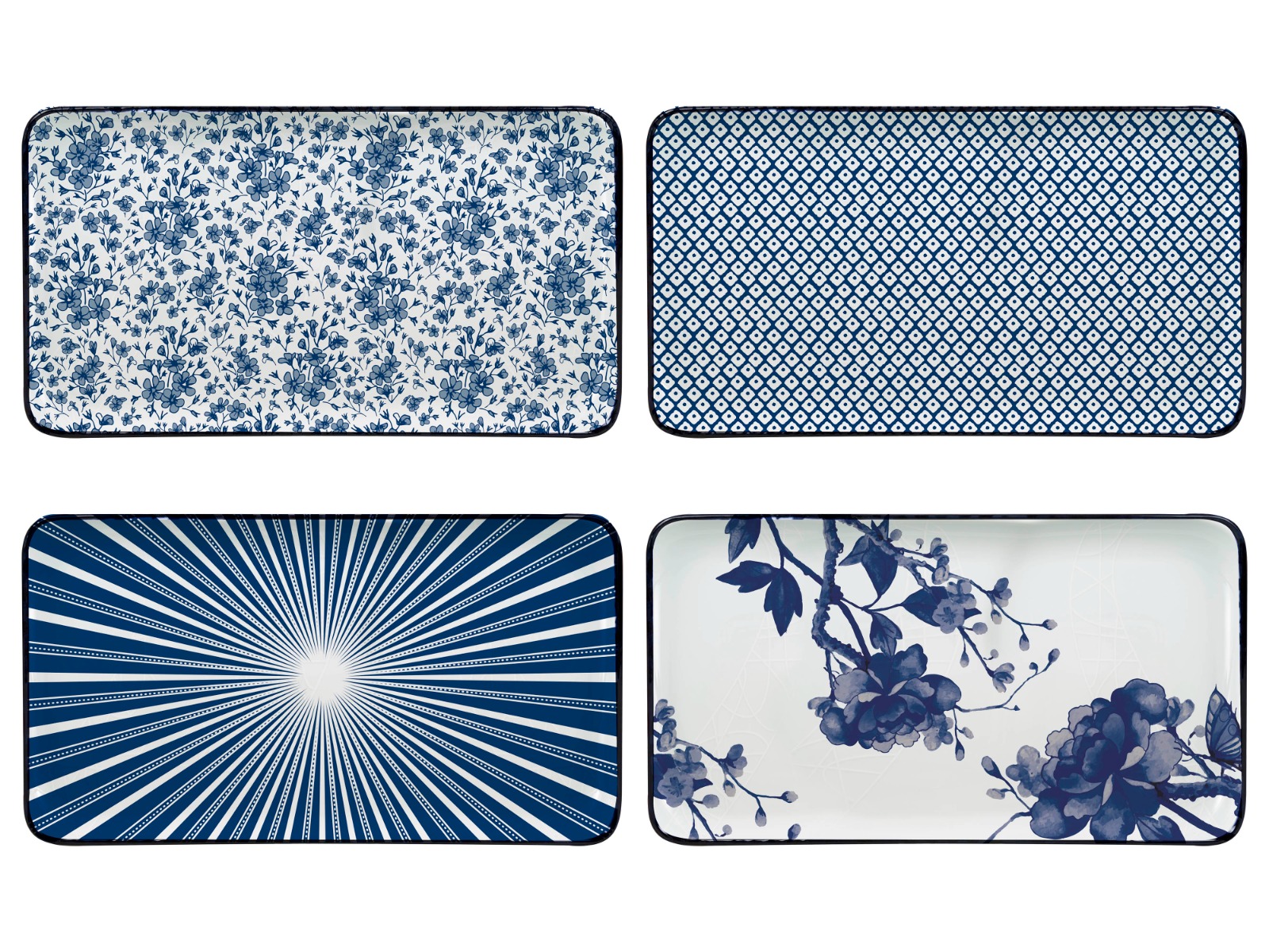 Schaal 22,5x12,5cm - out of the blue - assorti van 4