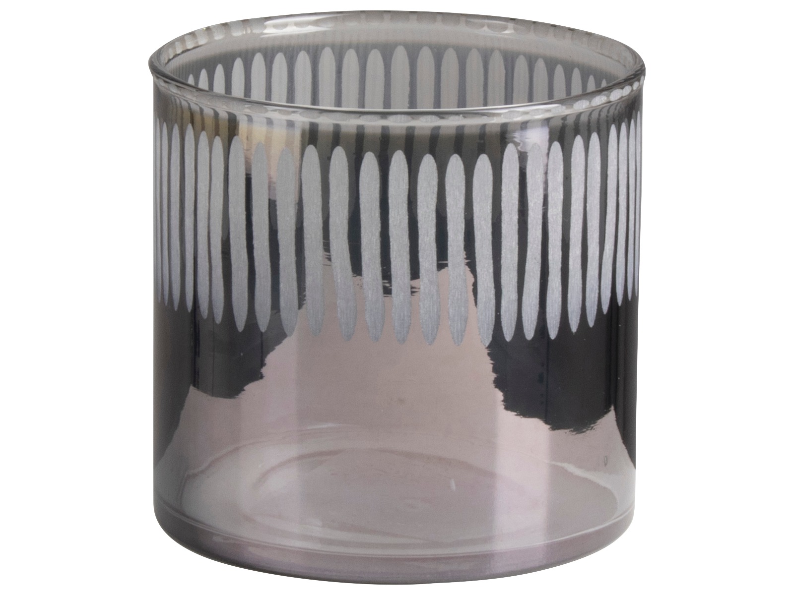 Theelichthouder stripes glas 10x10cm blauw