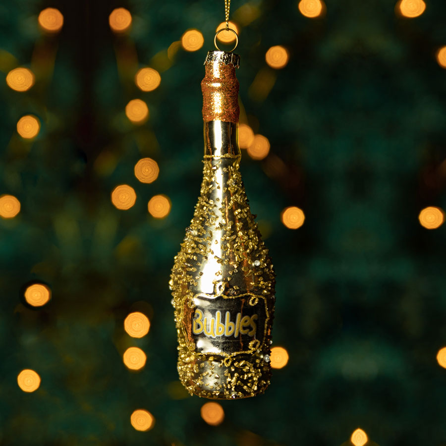 Kerstbal Champagnefles