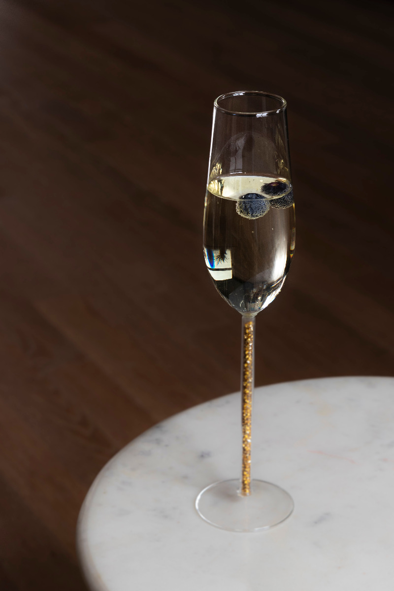 Champagne glas glitter goud - set 2 stuks	